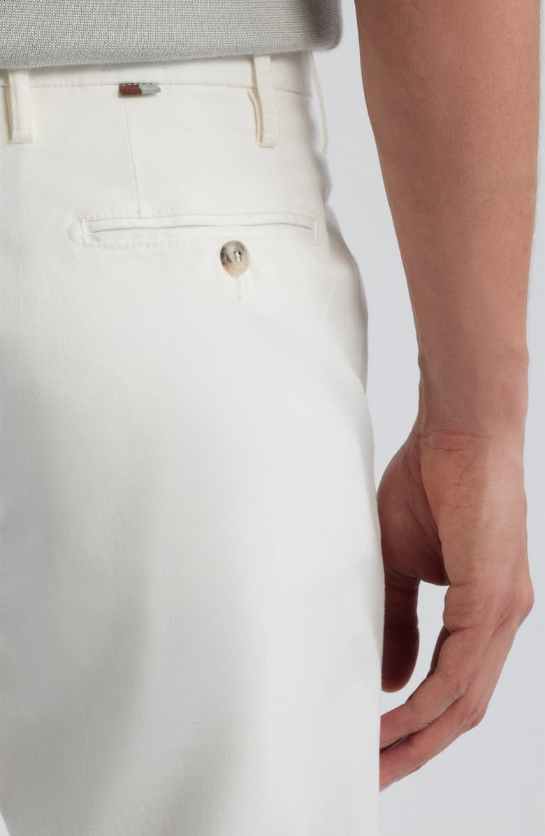Canali Flat Front Stretch Cotton Blend Twill Chinos, Alternate, color, White