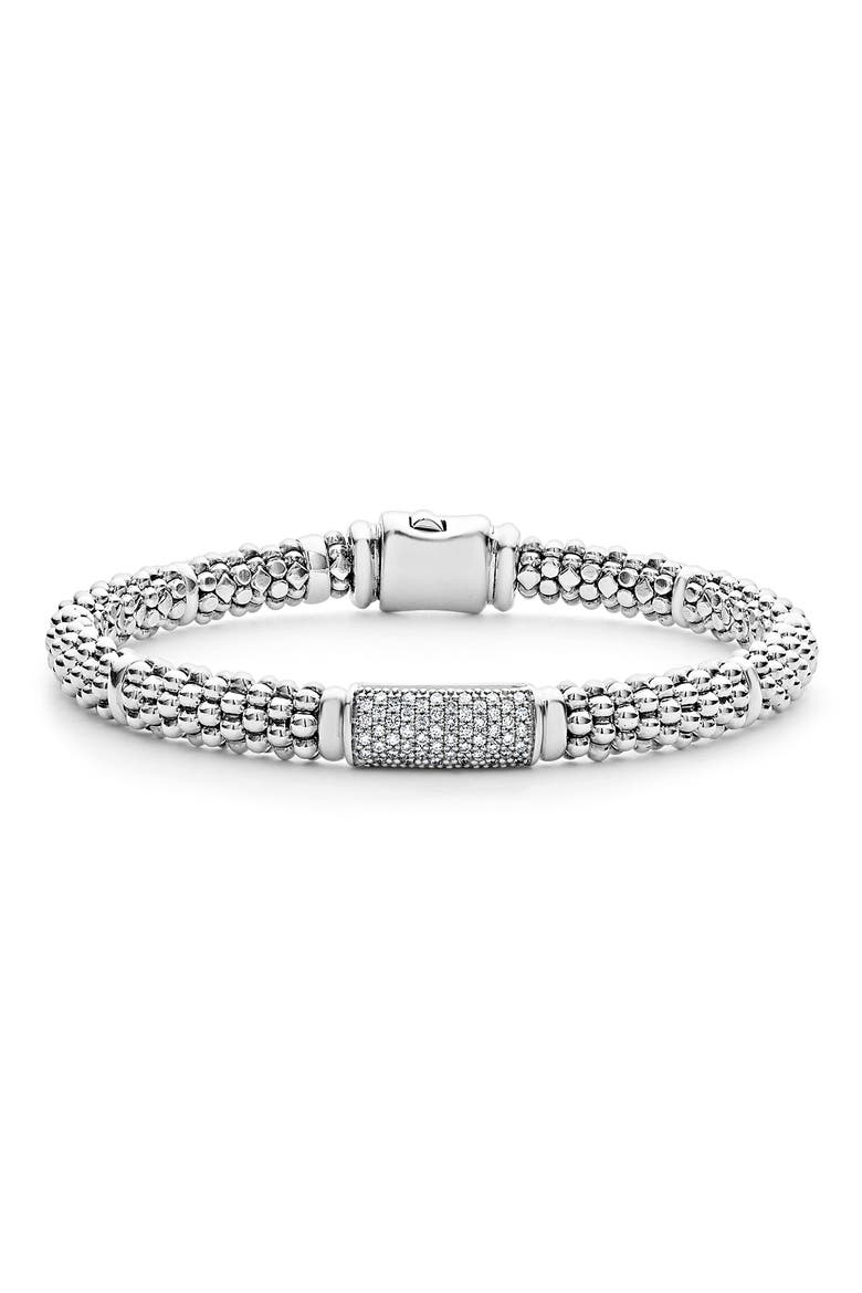 Signature Caviar Pavé Diamond Bracelet, Main, color, SILVER DIAMOND