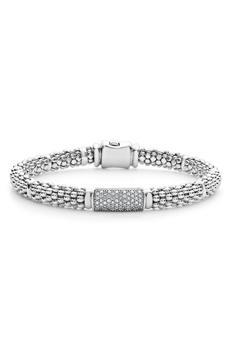 LAGOS Signature Caviar Pavé Diamond Bracelet, Main, color, Silver Diamond