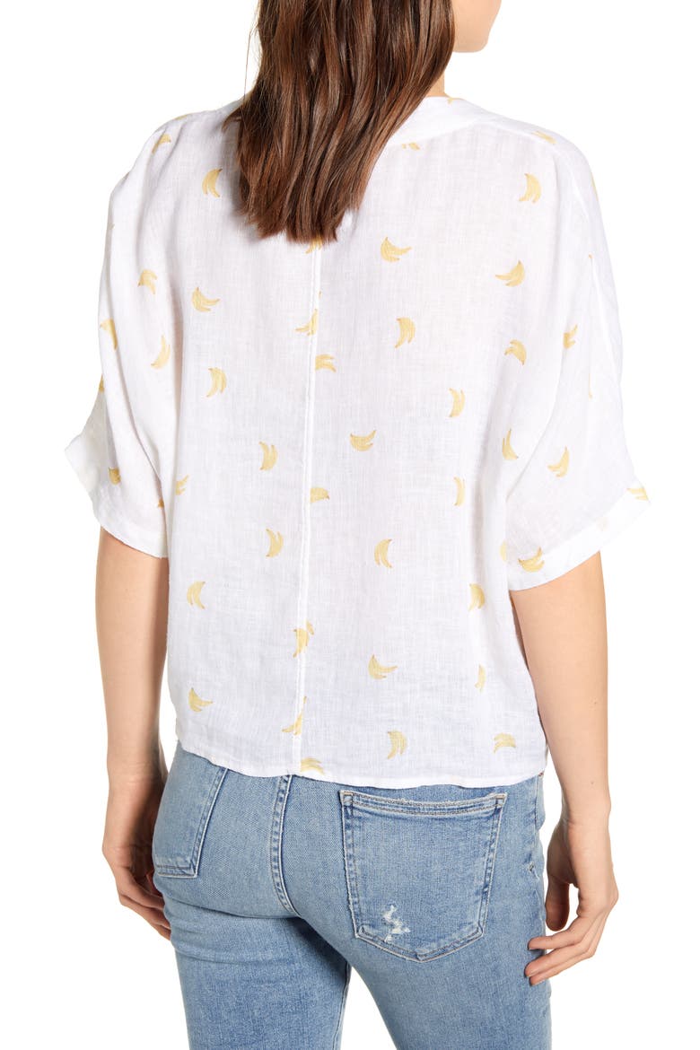 Thea Tie Waist Blouse, Alternate, color, BANANA BUNCH WHITE
