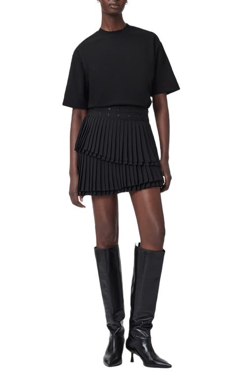 Allsaints Oona Pleated Asymmetric Miniskirt In Black
