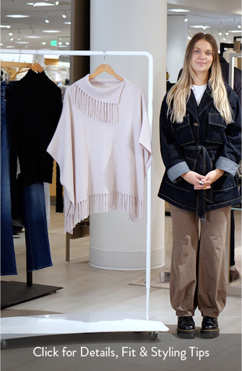 Fringe Trim Cashmere Poncho, sales video thumbnail