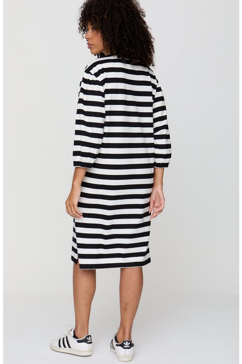 Organic Cotton Rosa Bold Stripe Print Midi Dress, Alternate, color, Black