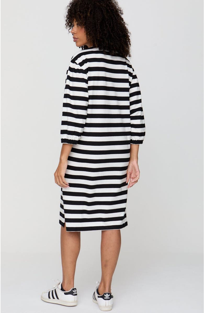 Turtledove London Organic Cotton Rosa Bold Stripe Print Midi Dress, Alternate, color, Black