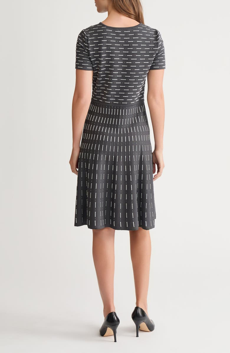 Ming Wang Digital Dash Short Sleeve Fit & Flare Dress, Alternate, color, Granite/ Lunar Rock