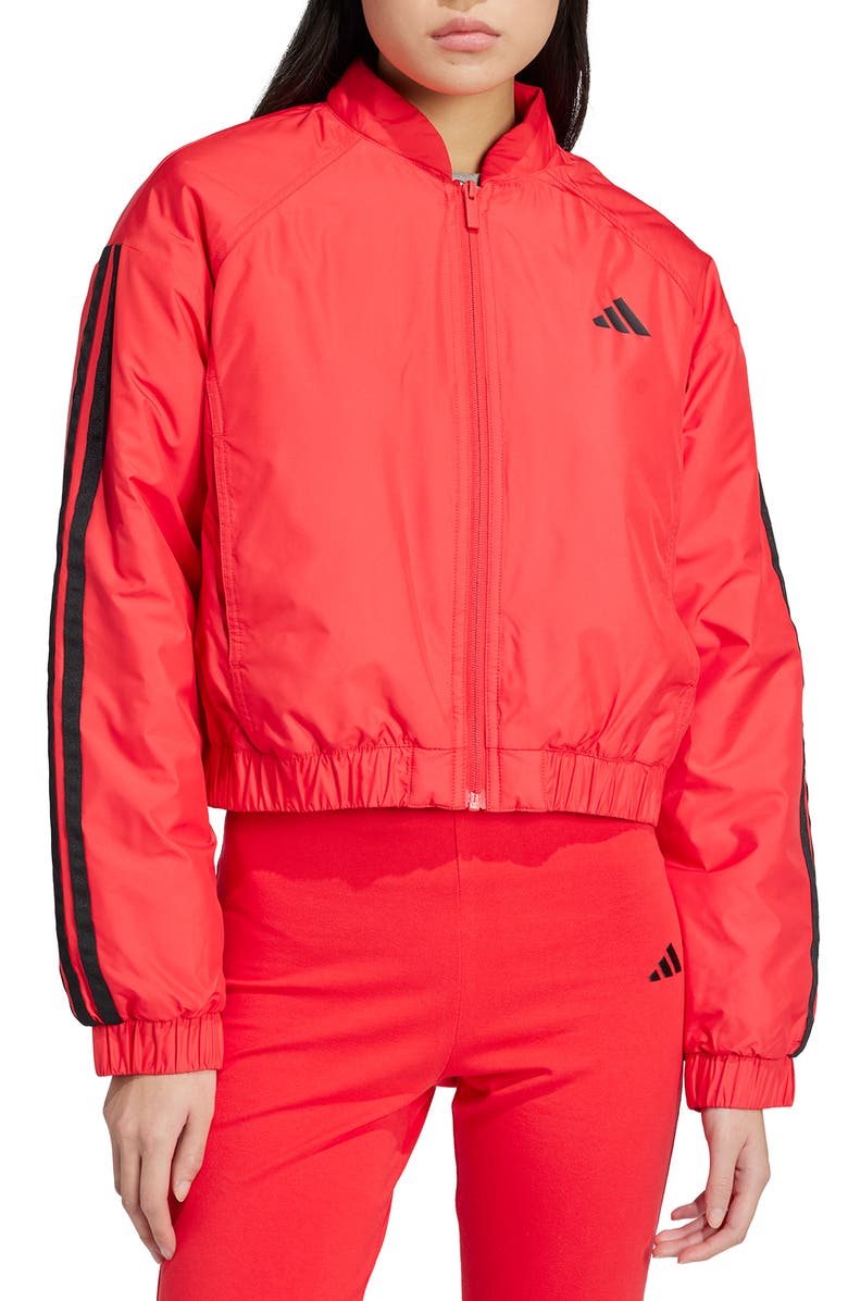 Essentials 3-Stripes Water Repellent Crop Track Jacket