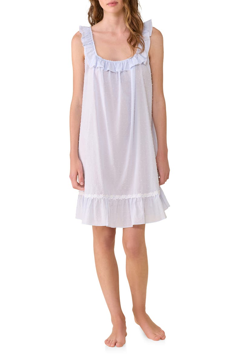 Swiss Dot Sleeveless Cotton Chemise Nightgown, Main, color, BLUE