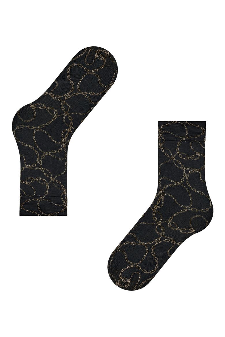 Metallic Jewel Case Crew Socks, Alternate, color, BLACK/ GOLD