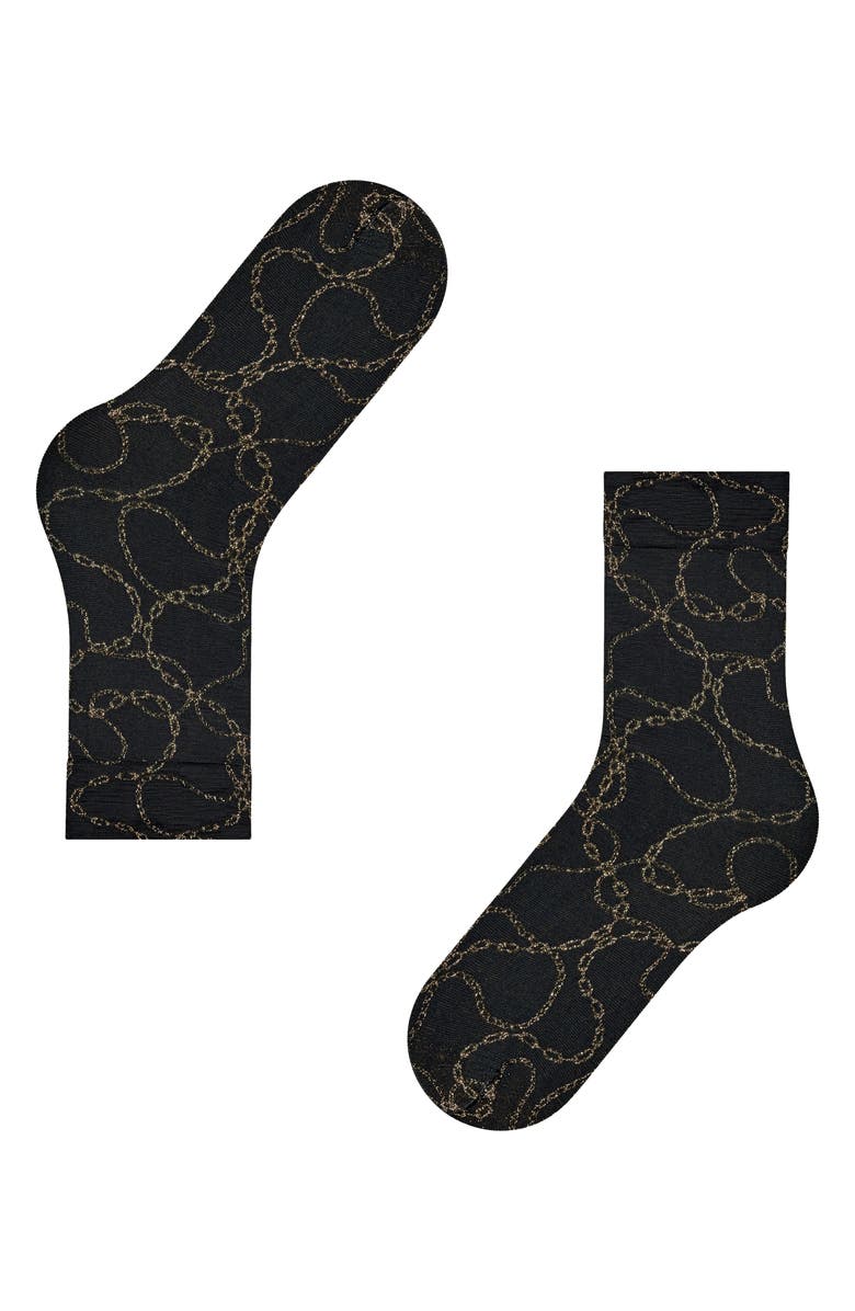 Falke Metallic Jewel Case Crew Socks, Alternate, color, Black/ Gold