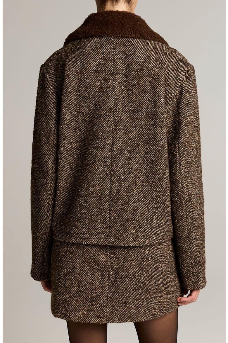 Contrast Collar Boucle Jacket, Alternate, color, BURNT WALNUT BOUCLE
