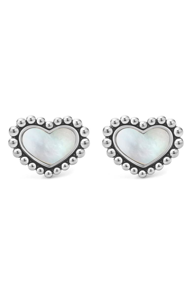 LAGOS Maya Heart Stud Earrings, Main, color, Silver/ White Mother Of Pearl
