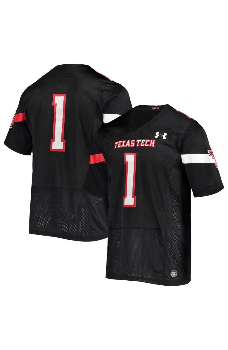 Under Armour Men's Under Armour #1 Black Texas Tech Red Raiders Team Premier Football Jersey, Main, color, 