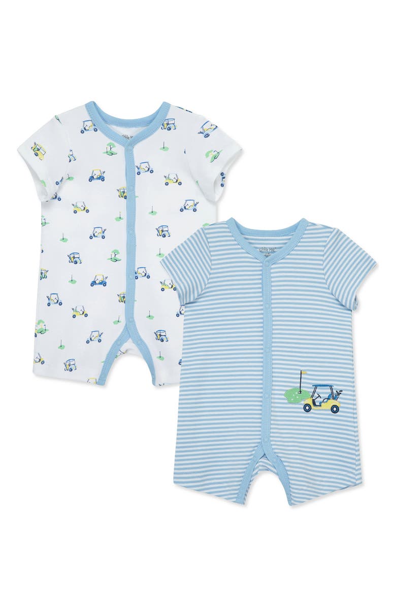 Little Me 2-Pack Short Sleeve Rompers, Alternate, color,