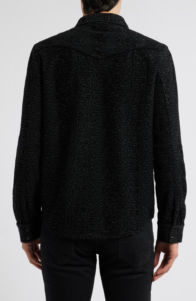 John Varvatos Haven Textured Leopard Spot Snap-Up Western Shirt, Alternate, color, 
