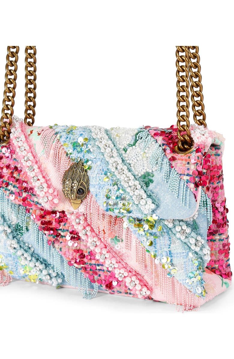 Kurt Geiger London Medium Kensington Beaded & Fringe Convertible Shoulder Bag, Alternate, color, Light/ Pastel Blue