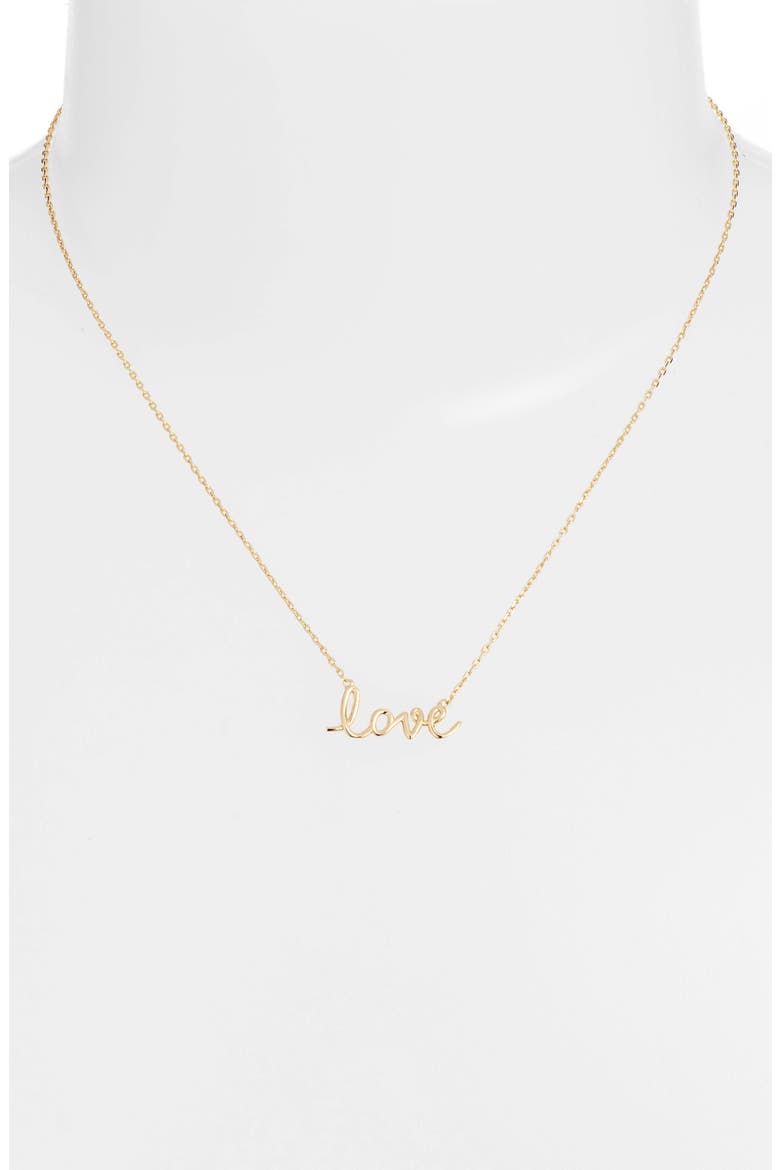 say yes love script pendant necklace, Alternate, color, GOLD