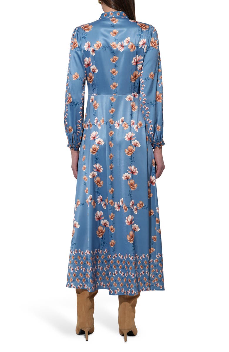 Adelyn Rae Jailyn Floral Print Long Sleeve Satin Maxi Dress, Alternate, color, Haze Blue