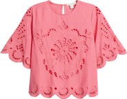 Treasure & Bond Eyelet Linen Blend Top