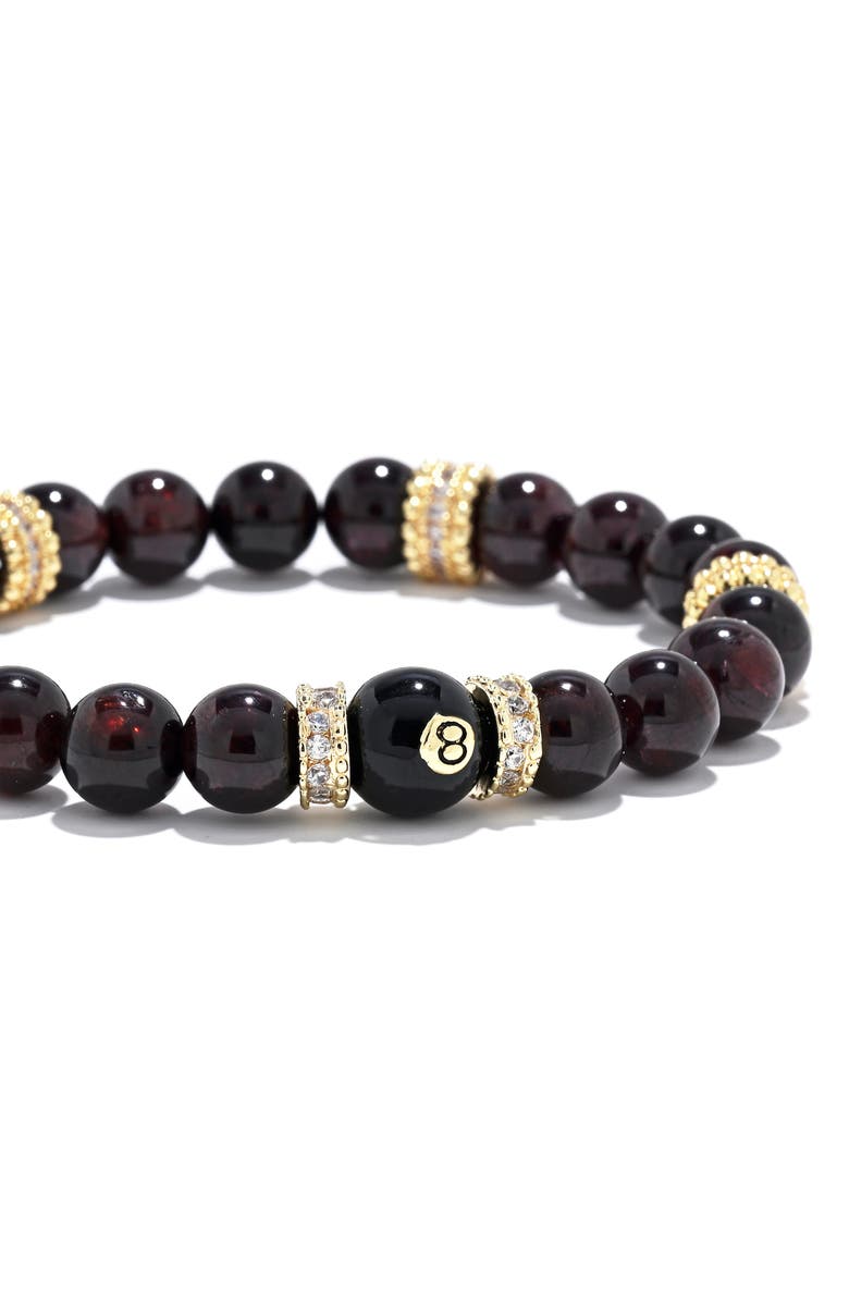 EYE CANDY LOS ANGELES 8 Ball Head Pavé Beaded Stretch Bracelet, Alternate, color, Gold