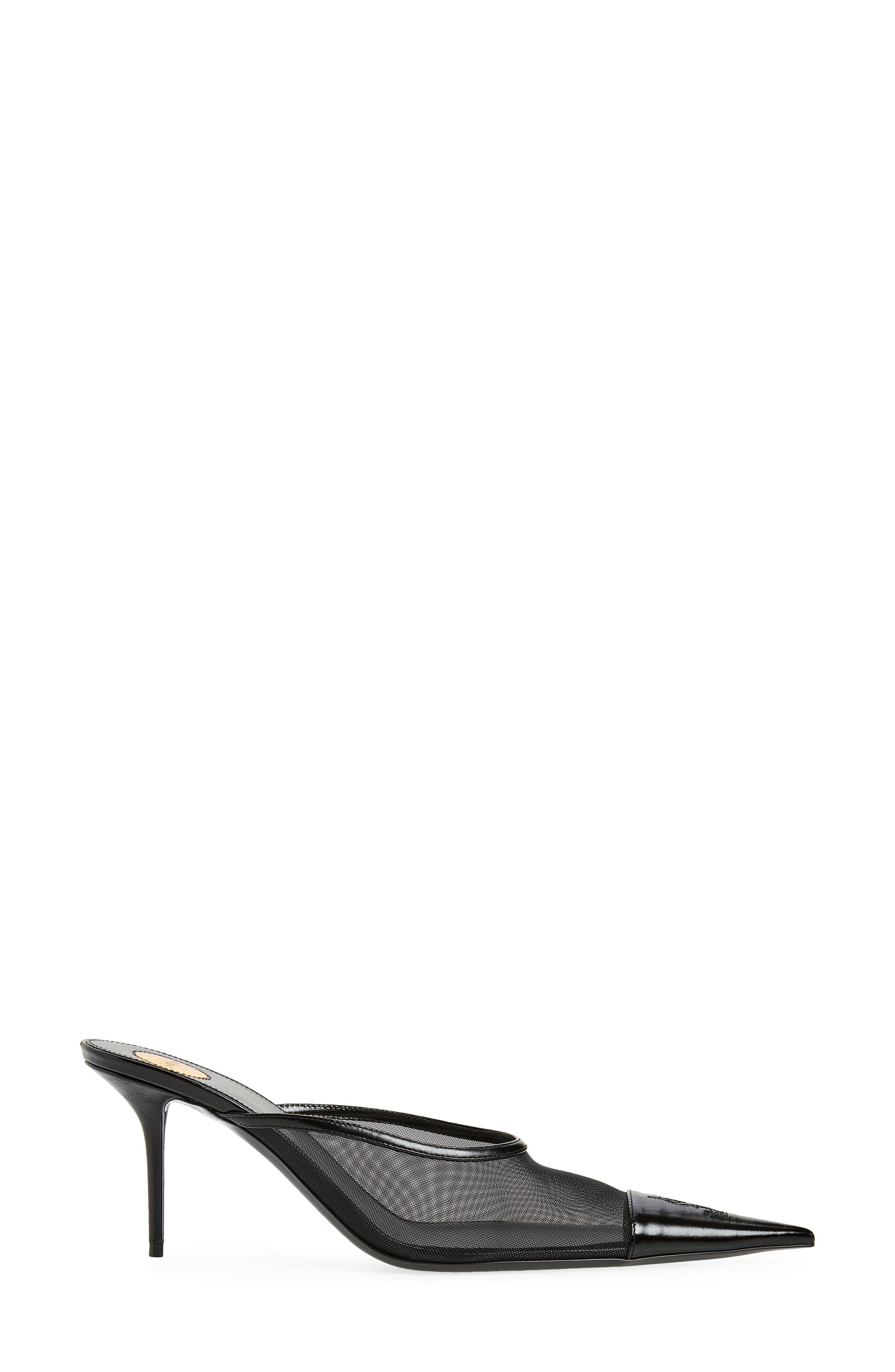 Saint Laurent Renee Pointed Toe Mule, Alternate, color, Nero/ Nero