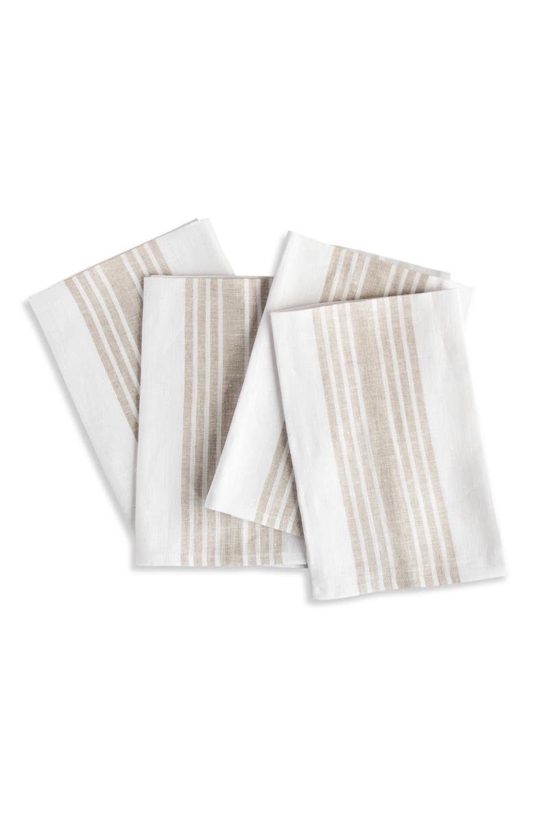 Solino Home Linen Dinner Napkins - Farmhouse, 20" x 20" Inch, Main, color, Natural And White