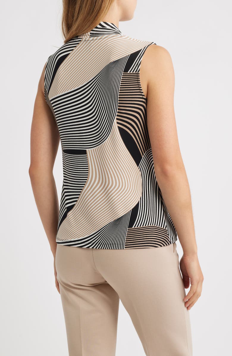 Anne Klein Abstract Print Triple Pleat Sleeveless Top, Alternate, color, 