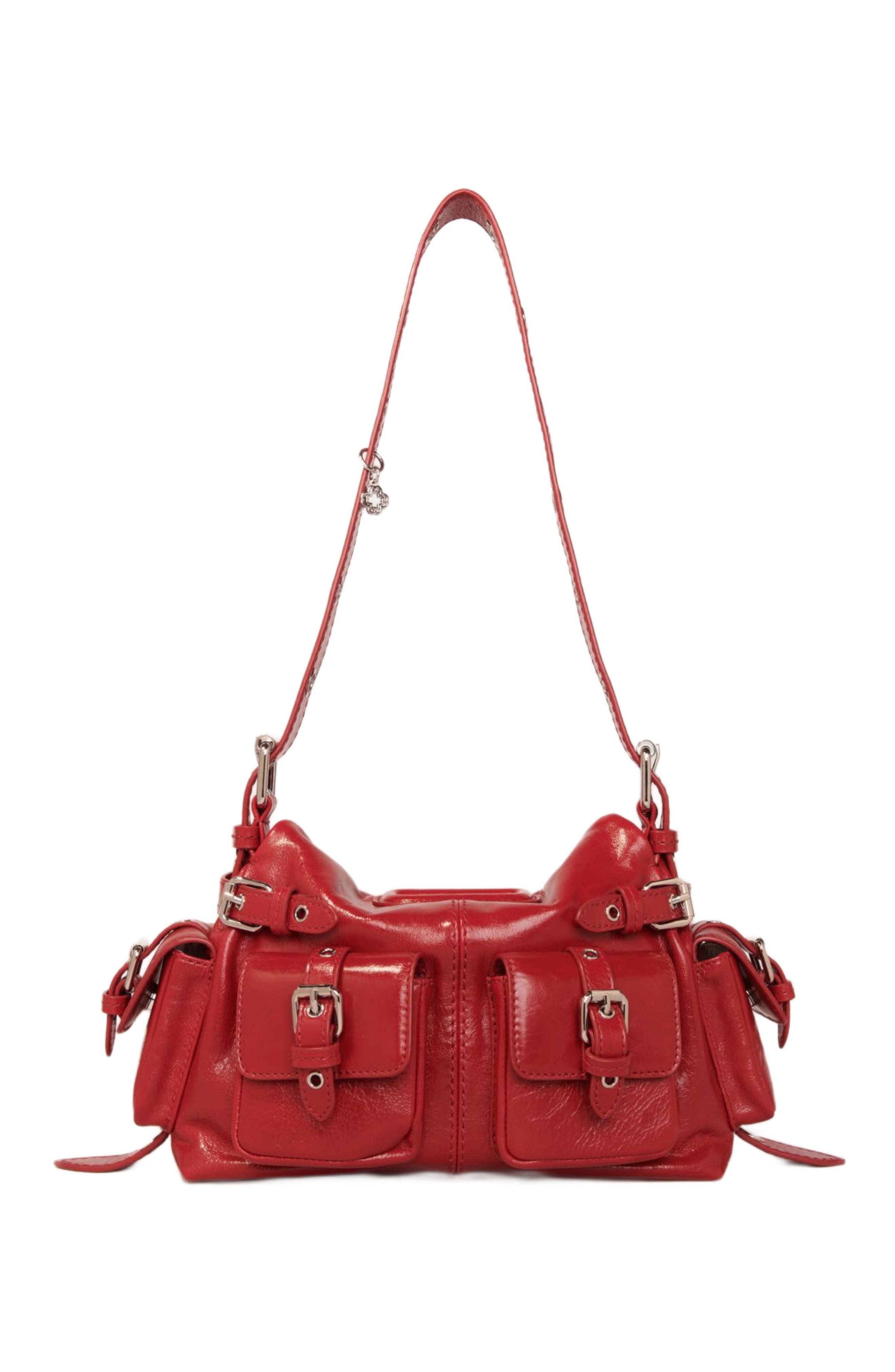 maje Miss M Mini cargo leather bag, Alternate, color, 