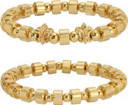 EYE CANDY LOS ANGELES Men's Set of 2 Fleur Beaded Stretch Bracelets