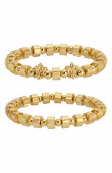 EYE CANDY LOS ANGELES Men's Set of 2 Fleur Beaded Stretch Bracelets