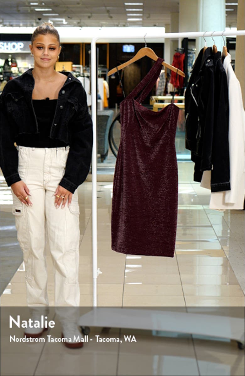 Vintea Metallic One-Shoulder Sheath Dress, sales video thumbnail