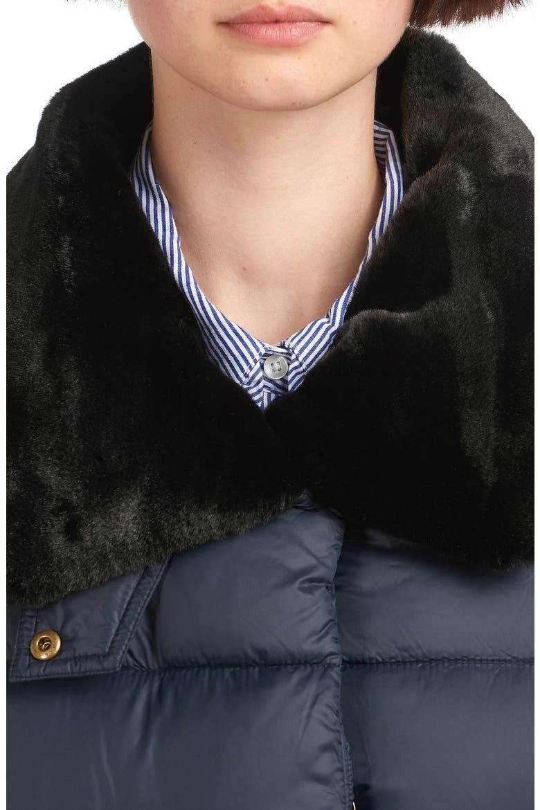 Mullein Faux Fur Trim Quilted Jacket, Alternate, color, DK NAVY