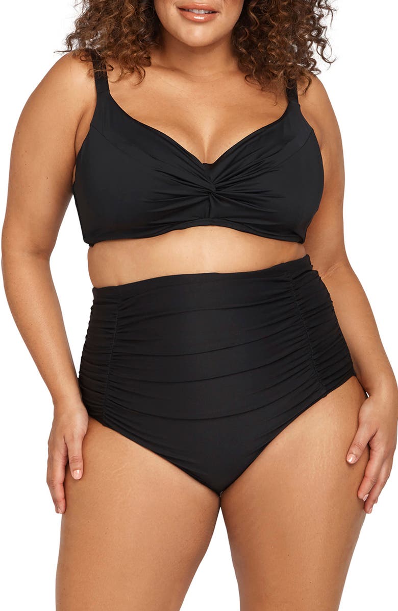 Artesands Hues Raphael High Waist Ruched Bikini Bottoms, Alternate, color,