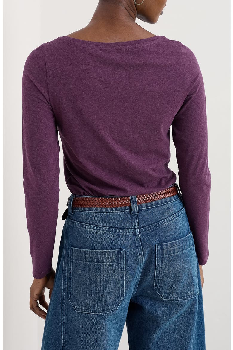 Easel Long Sleeve Stretch Organic Cotton Top, Alternate, color, MELANGE GRAPE