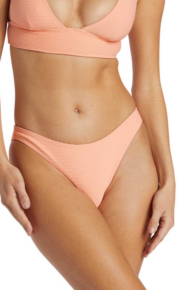 Billabong Tanlines Hike High Leg Bikini Bottoms, Alternate, color, Peach Tart