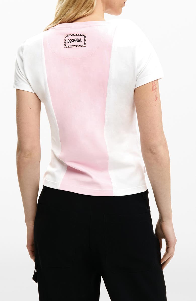 Desigual Mickey Mouse Paneled Graphic T-Shirt, Alternate, color, White