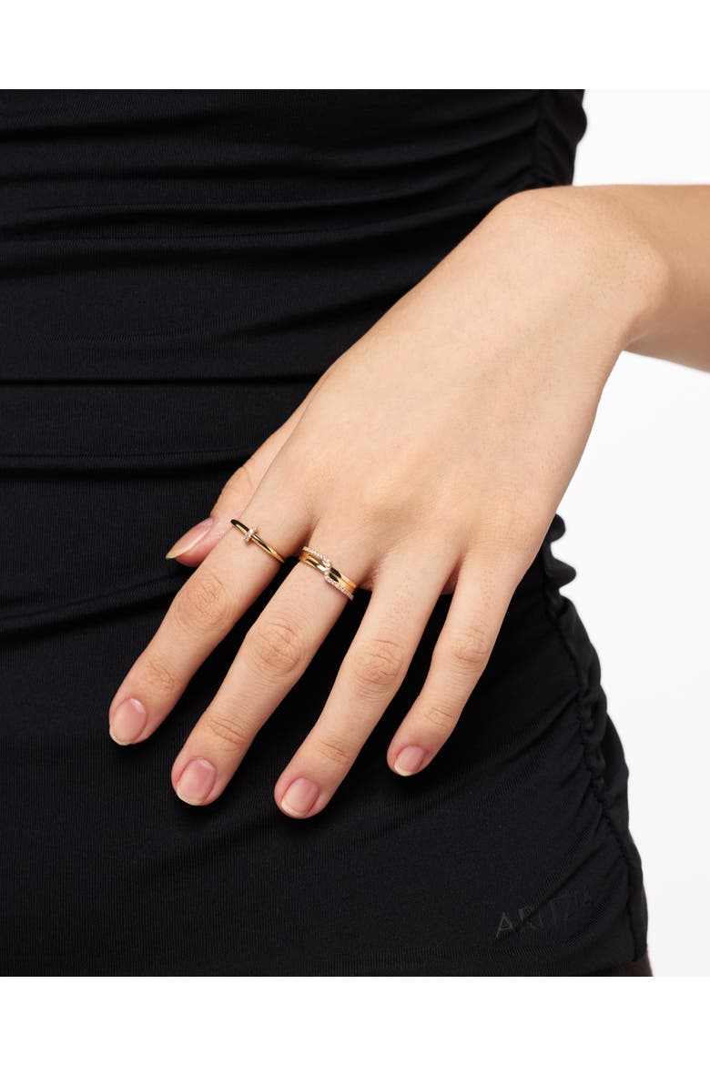 Solid Yellow Gold - Diamond Link Ring, Alternate, color, Gold