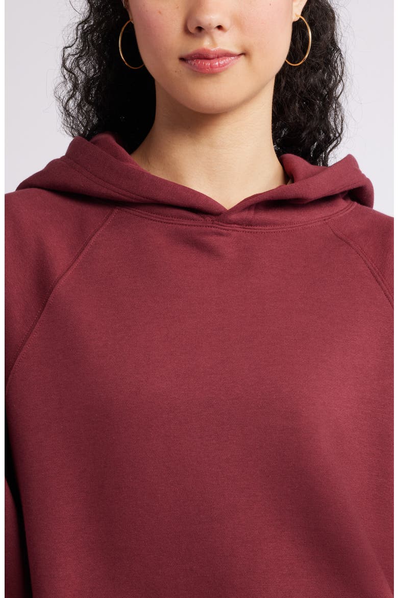 Fleece Detail Oversize Raglan Hoodie, Alternate, color, RED GRAPE