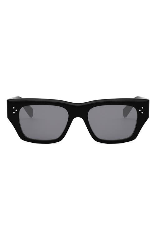 CELINE Bold 3 Dots 53mm Geometric Sunglasses in Shiny Black /Smoke Polarized 