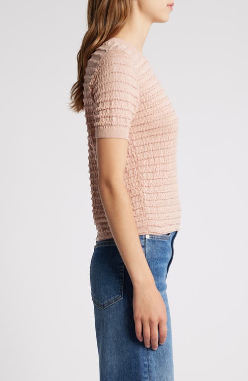 Frame Smocked Short-sleeve Sweater Top In Pink