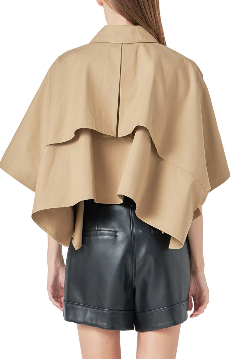 Grey Lab Collar Boxy Cape Shirt, Alternate, color, Beige