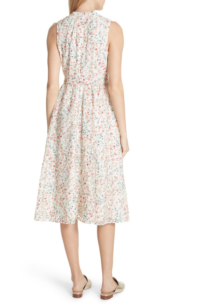 Kate Spade New York mini bloom burnout midi dress, Alternate, color, 