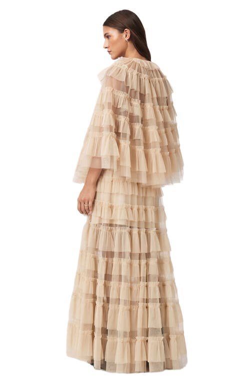 Allsaints Aude Tiered Tulle Ruffle Maxi Skirt In Neutral