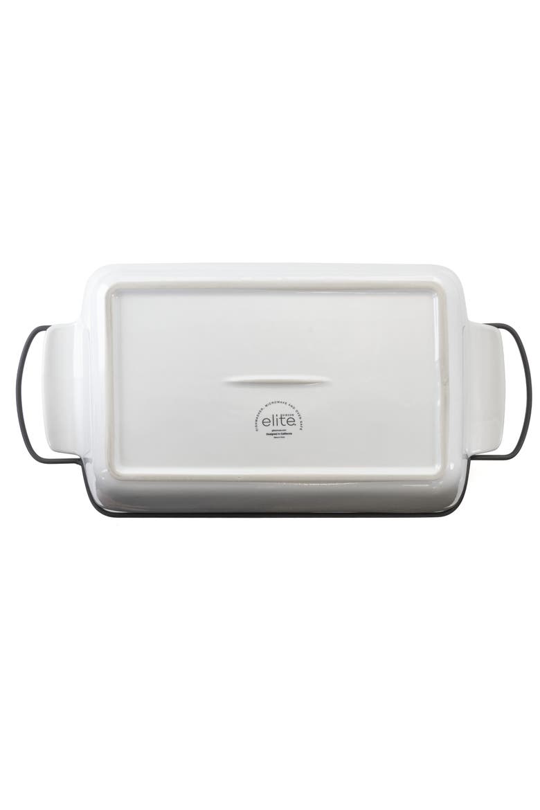 2 Piece Rectangle 15.5 Inch Stoneware Bakeware with Metal Rack, Alternate, color, White