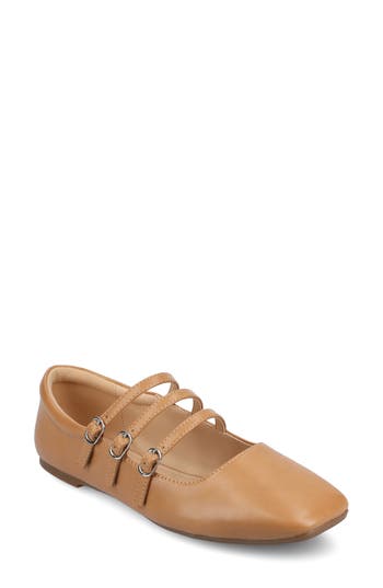 Journee Collection Darlin Multi Strap Mary Jane Flat In Tan