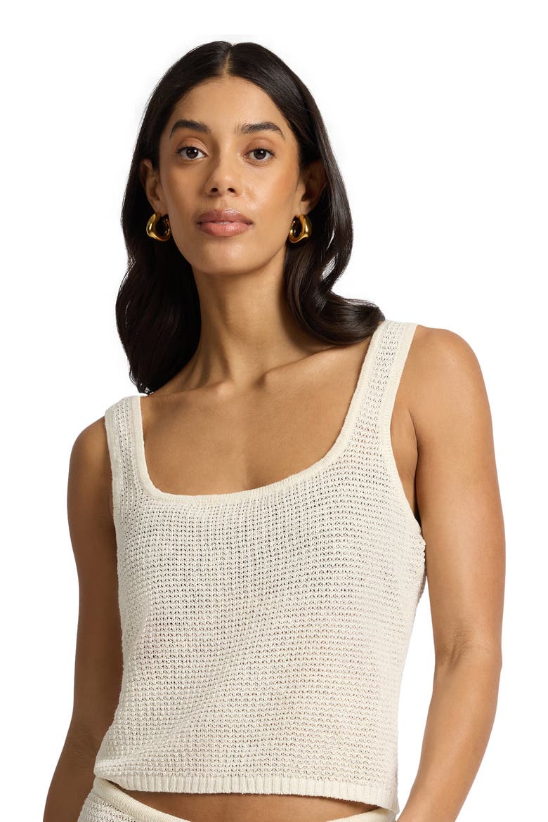Knit Square Neck Tank Top, Alternate, color, Egret
