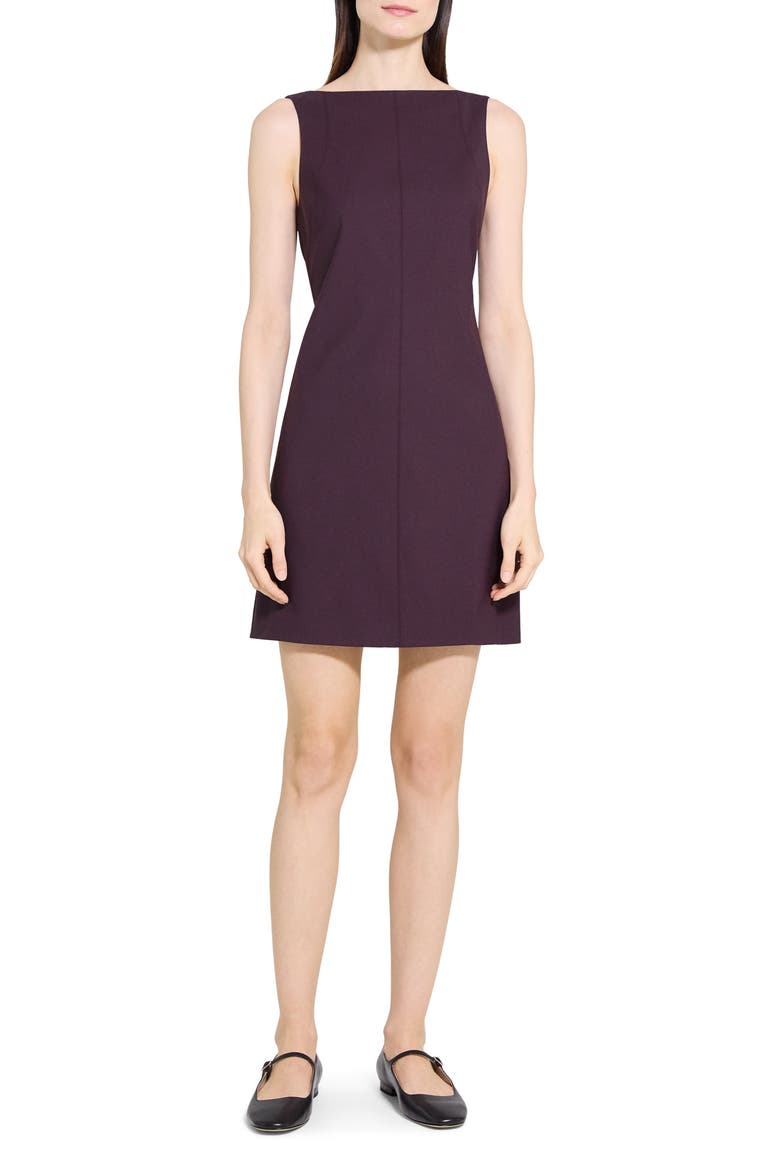 Boat Neck Stretch Wool Minidress, Main, color, DARK IRIS