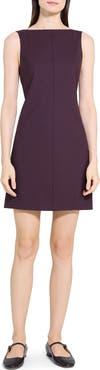 Theory Boat Neck Stretch Wool Minidress