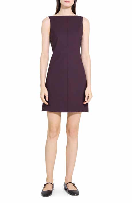 Theory Boat Neck Stretch Wool Minidress