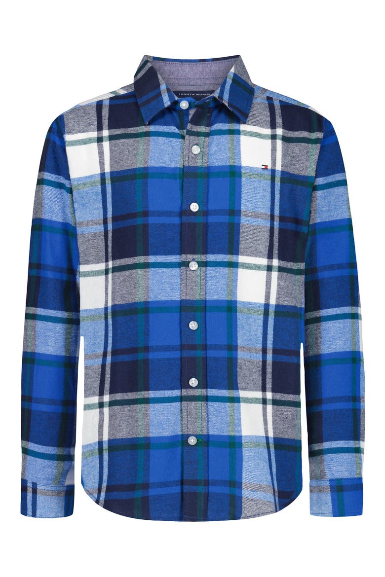 Kids' Long Sleeve Flannel Shirt, Main, color, BLUE IOLITE