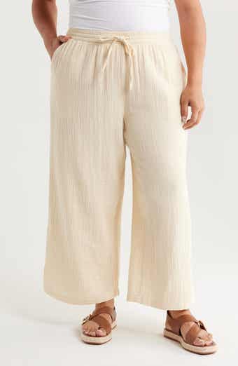 Caslon® Wide Leg Crop Cotton Gauze Pants
